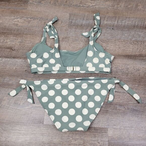 🎈Xhilaration sage green and cream polka dot bikini set - Picture 3 of 8